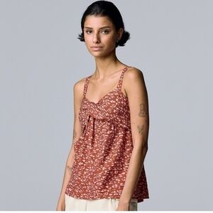 Simply Vera Vera Wang Rust Patterned Sleeveless Top Size XL